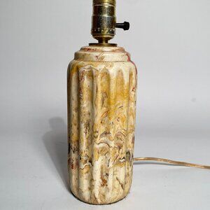 Antique ART DECO Ribbed and Marbled ALABASTER High End Lamp